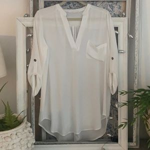Lush brand white blouses with v neck
